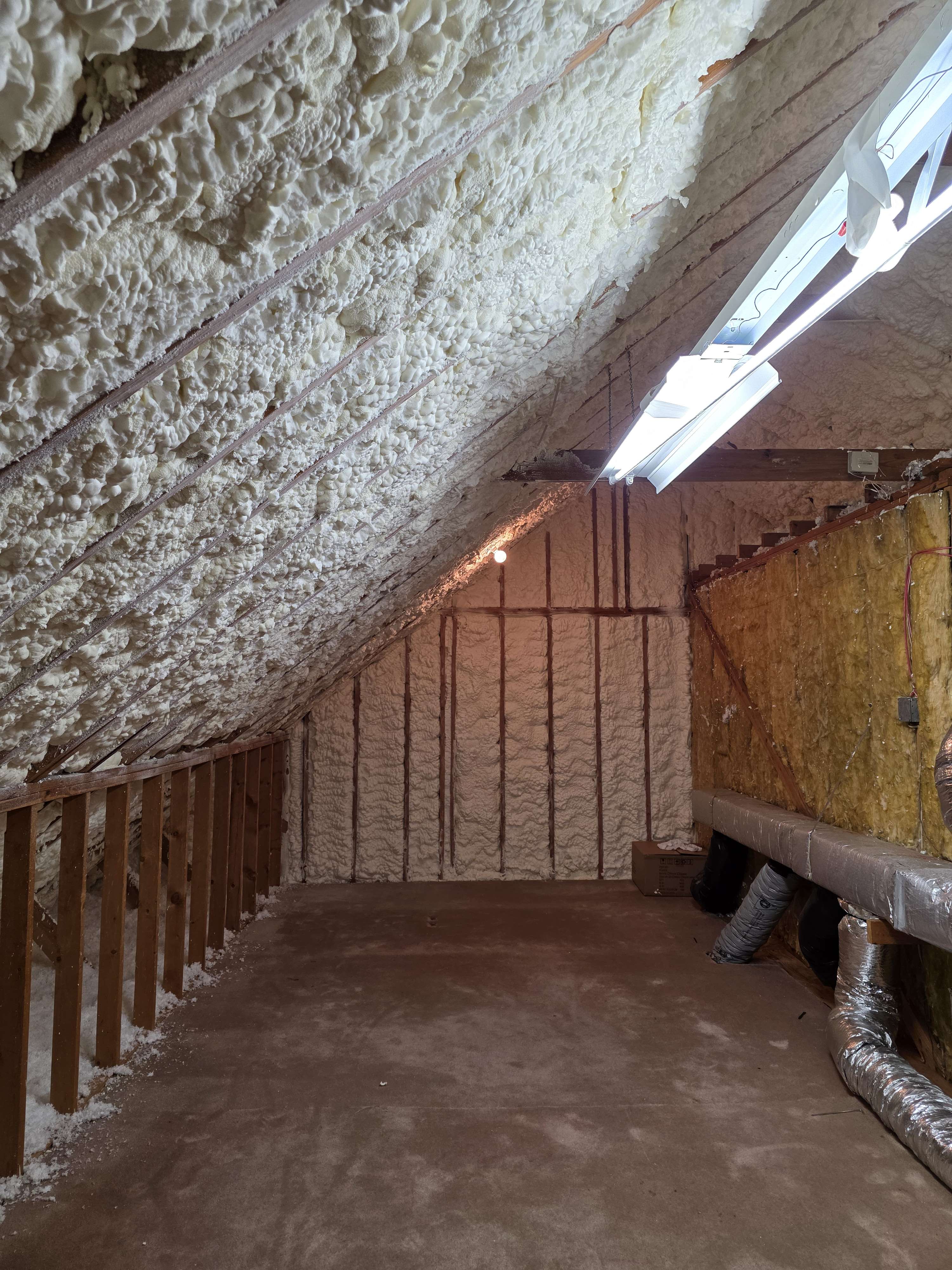 Spray foam insulation installation